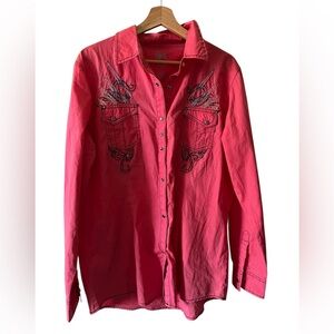 Wrangler Rock 47 |  red/pink western shirt with crystal snaps and embellishments
